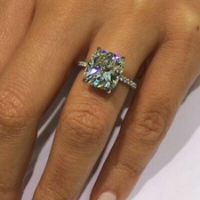 2.50 Ct Cushion Solitaire Diamond Ladies Engagement Ring 14K White Gold Finish