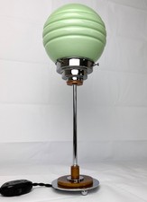 1930s Art Deco Machine Age Modernist Lamp Chrome Green Catalin Phenolic Bakelite