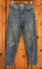 Topshop Moto Mom jeans W26 L30 High Rise Blue Distressed