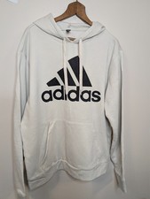 Adidas Golf Hoodie Mens Medium M Cream Pullover Sweatshirt Big Logo Jumper