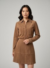 ANN TAYLOR Suede Shirt Tan SZ