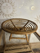 Vintage Bamboo Bowl Fruit Basket Wicker Mid Century 1950’s Wood Kitchen tiki