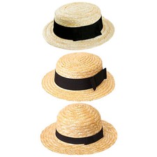 STRAW BOATER HATS SUMMER SCHOOL FANCY DRESS MENS LADIES UNISEX COSTUME