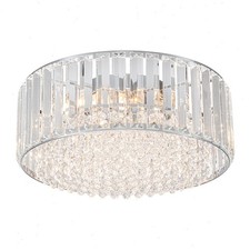 Modern Crystal Round Semi Flush Mount Ceiling Light Fixture Living Room Bedroom