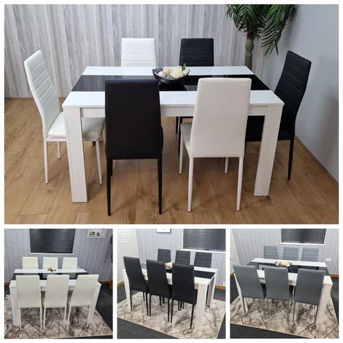 Dining white black wood - white,