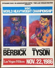 BEAUTIFUL MIKE TYSON VS TREVOR BERBICK ORIGINAL ONSITE POSTER LEROY NEIMAN 1986!
