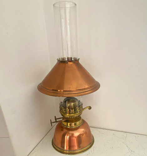 Vintage copper brass oil lamp - vintage,