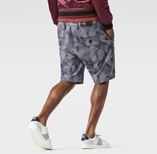 G Star Raw BRONSON Men's Chino Shorts Geometric Blue Grey Size 30"