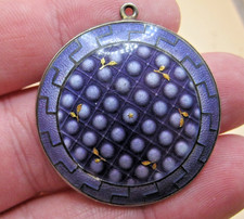 Birmingham 1912 Antique Sterling Silver & Guilloche Enamel Pendant / Locket