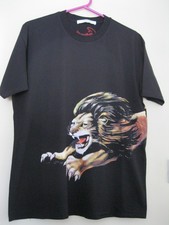 Givenchy Lion T-shirt S black Top, red stitched Logo, oversize style, 21.5" pit
