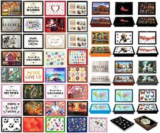 CUSHIONED LAPTRAYS LAP TRAY TV DINNER BEAN BAG PADDED CUSHION GIFT MANY DESIGNS 