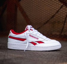 Mens Reebok Classic Club C Revenge Trainers Size 9 White Red Leather RRP £79