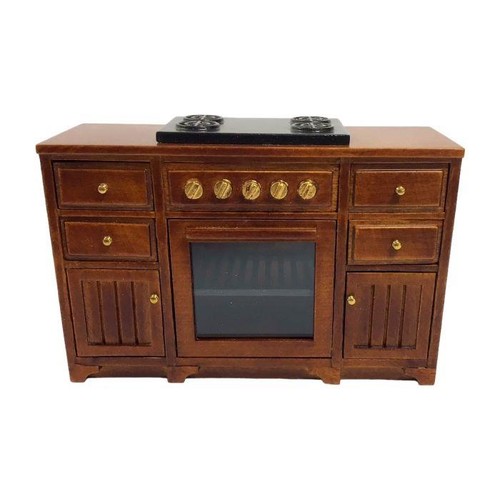 Dolls house walnut oven - oven, &