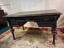 Victorian Gothic Revival Low Desk 5 Draw With Key