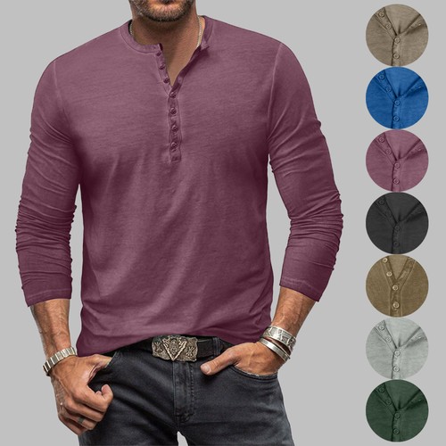 Men henley grandad casual - men,
