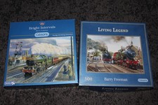 2 x Gibsons Train puzzles "Bright Intervals & Living Legend", 500 pc. VGC
