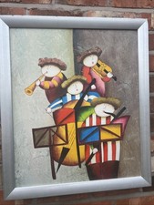 H Jones Signed Painting Musicians H 68” W 58”