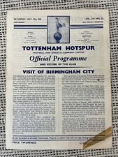 Tottenham V Birmingham Nov 60 1960 1961 Spurs Double Season 60/61 Prog Excellent
