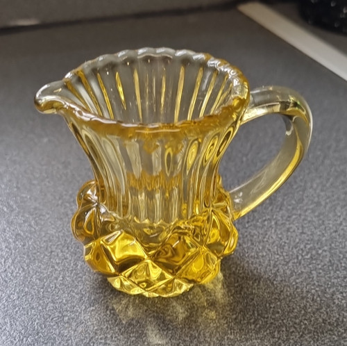 Amber glass creamer jug with - glass,
