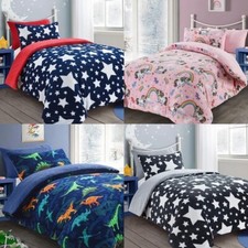 Teddy Fleece Cosy Kids Bedding Duvet Set Childrens Quilt Cover Single Double 