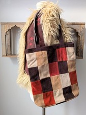 Vintage suede patchwork tote bag East bohemian 90s 70s boho hippie handbag