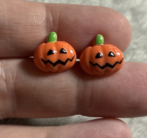 Handmade pumpkin stud earrings - handmade,