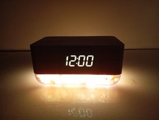 Mahli Sunrise Alarm Clock Himalayan Salt Base Light Wood Effect MDB1082