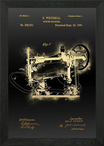Sewing machine patent - sewing, framed