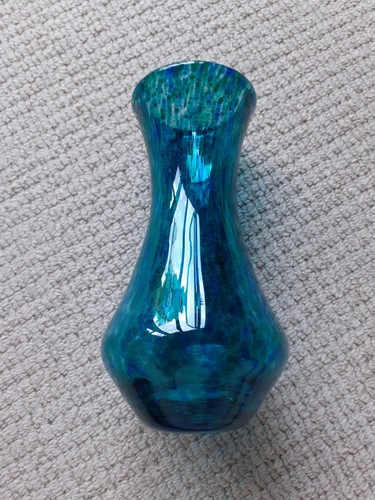 Glass vase small blue green - small,