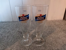 Set of 2 Peroni Nastro Azzurro Fluted Lager Glasses 0.2L | Retro Barware