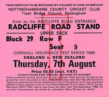 CRICKET TICKET - England v New