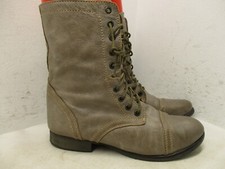 Steve Madden Troopa Stone Leather Zip Lace Military Fashion Boots Sz 9 M