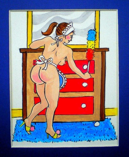 Nude maid dusting - nude,