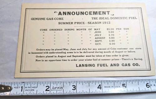 1912 lansing fuel - lansing, gas