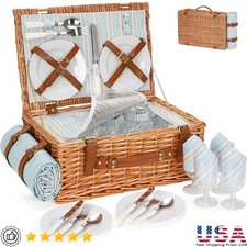 Wicker Picnic Basket Set W/