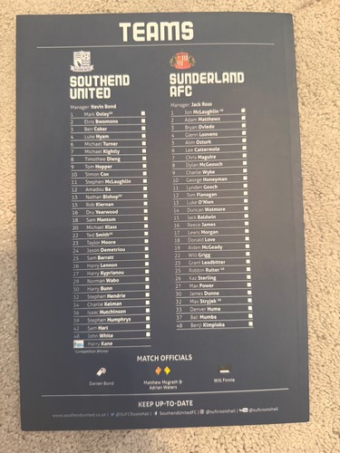 Southend sunderland official - southend, v