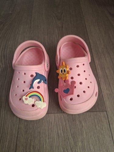 Girls pink croc style shoes - croc,