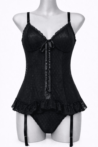 Ladies black basque lingerie - ladies,