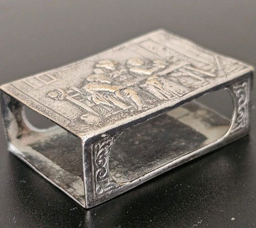 Silver plated match box holder - silver,