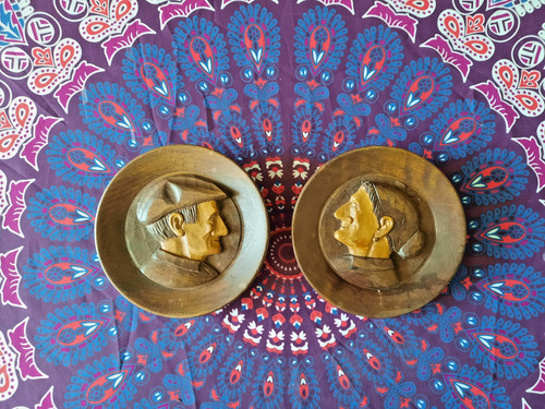 Wooden wall plates pair - wooden,
