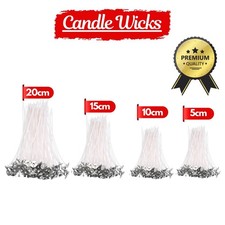HIGH QUALITY PRE WAXED CANDLE WICKS WITH SUSTAINERS LONG TABBED 150mm CRAFT