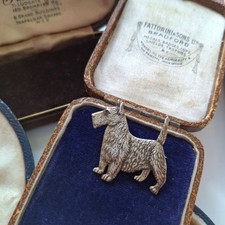 Vintage Scottie Dog Brooch Stamped Sterling Silver Scottish Terrier Jewellery