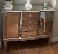 Venetian Antique Champagne Mirrored Glass Sideboard Cabinet Mirror