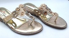 womens sandals wedge gold with diamante strap party bridal evening size 8 new