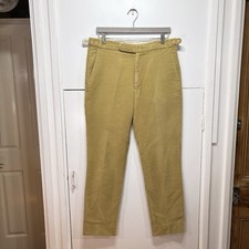 Cordings Piccadilly Yellow Moleskin Trousers Cotton Straight Zip Fly Size 36