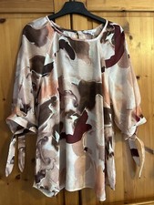 Next Short Sleeve Pattern Blouse Browns Soft Feel 