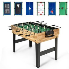 COSTWAY 10-in-1 Combo Game Table Set Multi Game Table Set with Foosball-Natural