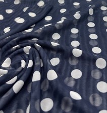 Navy White Polka Print Mesh