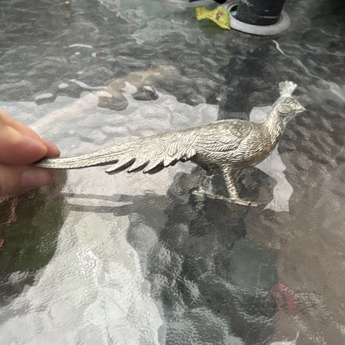 Silver tone metal pheasant - silver-tone,