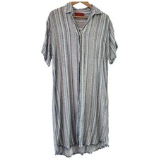 Tigerlily Shirt Maxi Dress Size Au 10 Colourful Stripe Embroidered No Belt